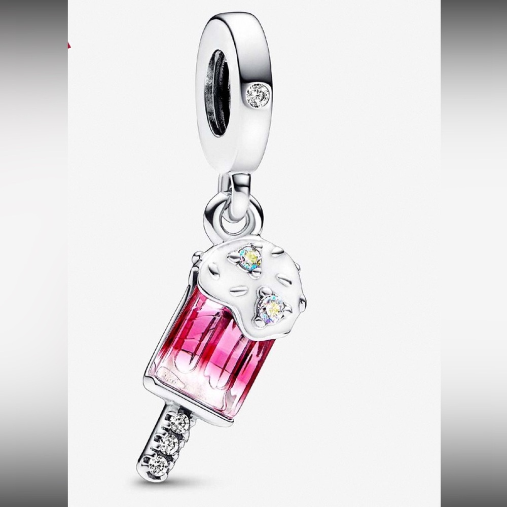 Pandora Silver and Pink Popsicle Charm